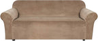 H.VERSAILTEX Stretch Velvet Sofa Covers Large Couch Covers Sofa Slipcovers Furniture Protector Soft with Non Slip Elastic Bottom, Feature Thick Comfy Rich Velour (Extra Wide Sofa 89"-105", Camel)