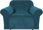 H.VERSAILTEX Stretch Velvet Armchair Cover Couch Covers 1 Cushion Chair Slipcover for Living Room Furniture Cover Crafted from Thick Comfy Rich Velour (Chair 31"-49", Deep Teal)