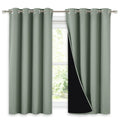 NICETOWN 100% Blackout Curtains 54 inches Long, Double-Deck Completely Blackout Window Treatment Thermal Insulated Lined Drapes for Small Window (Greyish Green, 1 Pair, 52 inches Width Each Panel)