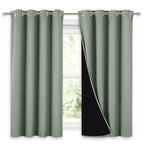 NICETOWN 100% Blackout Curtains 54 inches Long, Double-Deck Completely Blackout Window Treatment Thermal Insulated Lined Drapes for Small Window (Greyish Green, 1 Pair, 52 inches Width Each Panel)