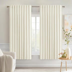 MIULEE Cream Back Tab Blackout Curtains 63 Inch Length 2 Panels Set for Living Room Bedroom Privacy, Rod Pocket/Pinch Pleat Thermal Insulated Room Darkening Pleated Light Blocking Drapes