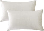GIGIZAZA White Velvet 12x20 Lumbar Decorative Throw Pillow Covers Cases for Sofa Bed 2 Pack Soft Cushion Cover