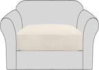 H.VERSAILTEX High Stretch Individual Seat Cushion Covers Sofa Slipcovers Couch Cushion Covers Sofa Covers Featuring Jacquard Textured Twill Fabric (1 Pack for 1 Cushion Chair, Natural, Small)
