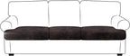 Leather Look Couch Cushion Covers Sofa Seat Slipcovers Sets Couches Furniture Protector for Sectional Armchair Loveseat Pets Kids Stretch Spandex Fabric (3 T-Cushion Sofa, Chocolate)