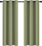 Yakamok Room Darkening Blackout Curtains for Bedroom,Thermal Insulated Grommet Top Light Blocking Window Drapes for Living Room,42W x 72L,Sage Green,2 Panels