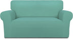 PureFit Super Stretch Sofa Slipcover – Spandex Non Slip Soft Couch Sofa Cover, Washable Furniture Protector with Non Skid Foam and Elastic Bottom for Kids, Pets （Loveseat, Cyan）