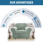 H.VERSAILTEX Rich Velvet Stretch 2 Piece Cover Chair Slipcover Sofa Cover Furniture Protector Couch Soft with Elastic Bottom Chair Couch Cover with Arms Width Up to 49 Inch(Chair, Sea Grass)