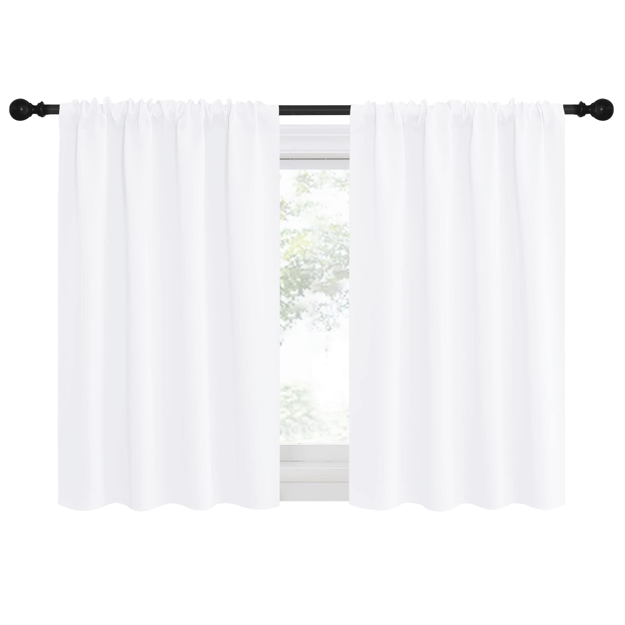 NICETOWN RV Curtains for Camper Windows, White Curtains for Kitchen, Home Decoration Light Filtering Drapes for Small Window (42 inches Wide by 36 inches Long, 1 Pair)