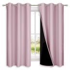 NICETOWN 100% Blackout Room Warming Lined Curtains, Totally Darkness Drapes, Thermal Insulated Drapes for Daughters Nursery (Lavender Pink, 1 Pair, 42 inches Width x 63 inches Length Each Panel)