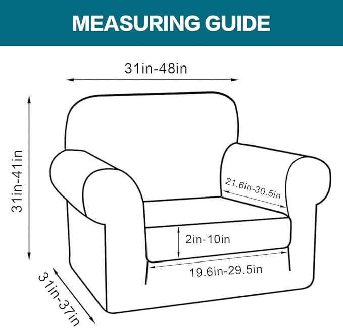 Turquoize 2 Piece Chair Covers Chair Slipcovers for Living Room Armchair Couch Cover Chair Sofa Cover with Individual Cushion Covers Furniture Cover for Chairs Feature Jacquard Fabric (Chair, Black)