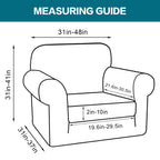 Turquoize 2 Piece Chair Covers for Living Room Armchair Couch Cover with Individual Cushion Covers Furniture Cover for Chairs Feature Jacquard Fabric (Chair, Ivory)