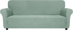ZNSAYOTX Super Stretch Couch Cover (72"-92"), New Striped Sofa Covers Fitted Slipcovers with Elastic Bottom, Dog Cat Pets Proof Spandex Fabric Comfortable & Durable (Pea Green, Sofa)