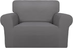 PureFit Super Stretch Sofa Slipcover – Spandex Non Slip Soft Couch Sofa Cover, Washable Furniture Protector with Non Skid Foam and Elastic Bottom for Kids, Pets (Oversized, Light Gray)