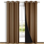 NICETOWN Blackout Curtains 80 inches Long, Gold Brown, 2 Pieces, 42" Wide Each Panel, Full Light Blocking Drapes with Black Liner for Nursery, Thermal Insulated Draperies for Hall, Villa