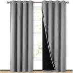 NICETOWN Full Shade Curtain Panels, Pair of Energy Smart & Noise Blocking Out Blackout Drapes for Dining Room Window, Thermal Insulated Guest Room Lined Window Dressing(Silver Grey, 52 x 84 inch)