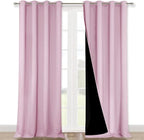 NICETOWN Full Shading Curtains 90" Long 2 Panels Set for Windows, Lavender Pink, Pack of 2, 52" W, Super Heavy-Duty Black Lined Blackout Curtains for Bedroom, Privacy Assured Window Treatment