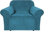 H.VERSAILTEX Stretch Velvet Armchair Cover Couch Covers 1 Cushion Chair Slipcover for Living Room Furniture Cover Crafted from Thick Comfy Rich Velour (Chair 31"-49", Peacock Blue)