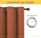 NICETOWN Thermal Insulated Burnt Orange Curtains Blackout Draperies, Window Treatment Solid Grommet Room Darkening Drape Panels for Bedroom (Set of 2, 70 by 54 inches Long)
