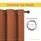 NICETOWN Blackout Curtain Panels for Girls Room, Burnt Orange, 1 Pair, 34 x 60 Inch, Nursery Essential Thermal Insulated Solid Grommet Top Blackout Drapes
