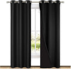 NICETOWN Room Warming Blackout Curtains 80 inches Long, Full Light Blocking Drapes with Black Liner for Nursery, Thermal Insulated Draperies for Hall, Villa (Black, 2 Pieces, 42" Wide Each Panel)