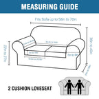 H.VERSAILTEX 3 Piece Stretch Sofa Covers for 2 Cushion Loveseat Couch Covers for Living Room Furniture Cover (Base Cover Plus 2 Seat Cushion Covers) Thicker Jacquard Fabric(Medium, Bronze Green)