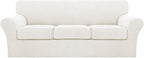 Turquoize 4 Piece Sofa Covers for 3 Cushion Couch Sofa Slipcover Soft Couch Cover for Dogs-Washable Sofa Furniture Cover with 3 Individual Cushion Covers (3 Cushion Sofa, Porcelain)