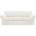 Turquoize 4 Piece Sofa Covers for 3 Cushion Couch Sofa Slipcover Soft Couch Cover for Dogs-Washable Sofa Furniture Cover with 3 Individual Cushion Covers (3 Cushion Sofa, Porcelain White)