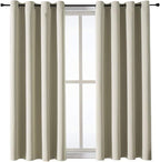 ChrisDowa Grommet Room Darkening Curtains for Bedroom and Living Room - 2 Panels Set Thermal Insulated Blackout Curtains (Beige, 52W x 63L