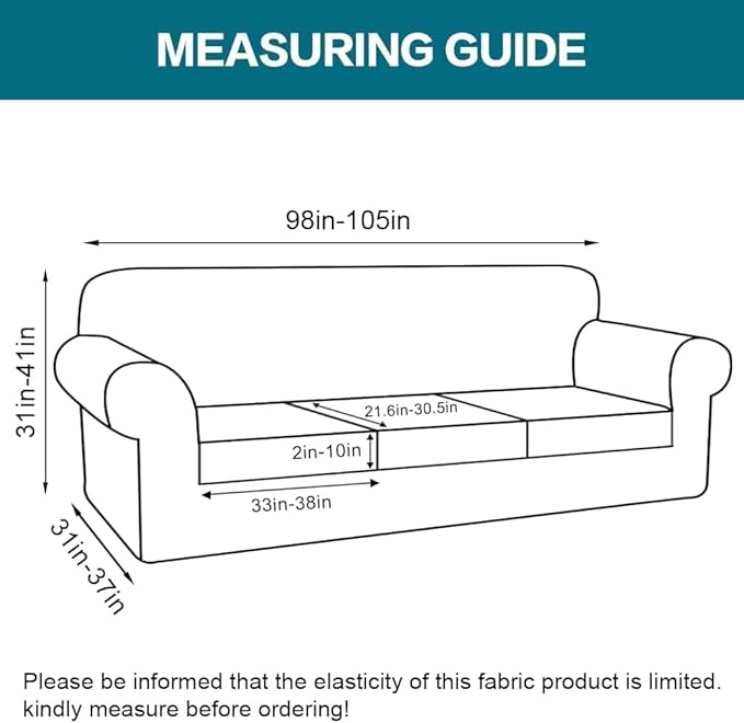 Turquoize 4 Piece Sofa Covers for 3 Cushion Couch Sofa Slipcover Soft Couch Cover for Dogs-Washable Sofa Furniture Covers with 3 Individual Large Cushion Covers (XL Sofa, Macchiato)