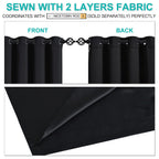 NICETOWN 100% Blackout Curtains 45 inches Length, 2 Thick Layers Completely Blackout Window Treatment Thermal Insulated Lined Drapes for Basement Window (Black, 1 Pair, 52 inches Width Each Panel)