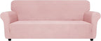 ZNSAYOTX Super Stretch Sofa Cover (72"-92"), New Striped Sofa Covers Fitted Slipcovers with Elastic Bottom, Dog Cat Pets Proof Spandex Washable Fabric Comfortable & Durable (Rose, Sofa)