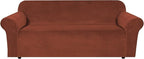 H.VERSAILTEX 1 Peice Stretch Velvet Sofa Covers for 3 Cushion Couch Covers Sofa Slipcovers Furniture Protector Soft, Crafted from Thick Comfy Rich Velour (Sofa 72"-90", Rust)