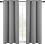 NICETOWN Bedroom Curtains Blackout Drapery Panels, Three Pass Microfiber Thermal Insulated Solid Ring Top Blackout Window Curtains / Drapes for Small Window (2 Panels, W42" X L54", Silver Grey)