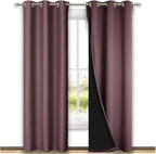 NICETOWN Full Shade Curtain Panels, 37" Wide x 80" Long, Dry Rose, Pair of Thermal Insulated & Energy Efficiency Blackout Drapes for Living Room, Lined Silky Performance Window Dressing
