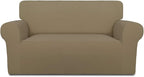 PureFit Super Stretch Sofa Slipcover – Spandex Non Slip Soft Couch Sofa Cover, Washable Furniture Protector with Non Skid Foam and Elastic Bottom for Kids, Pets （Loveseat, Tan）