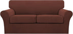 Turquoize 3 Piece Sofa Covers for 2 Cushion Couch Sofa Slipcover Soft Couch Cover for Dogs-Washable Sofa Furniture Cover with 2 Individual Cushion Covers, Feature Fabric (2 Cushion Sofa, Burnt Brick)