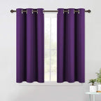 NICETOWN Thermal Insulated Blackout Draperies Curtains, Triple Weave Home Decoration Solid Ring Top Blackout Drape Panels for Bedroom (Set of 2, 42 x 45 Inch, Royal Purple)