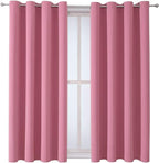 ChrisDowa Grommet Room Darkening Curtains for Bedroom and Living Room - 2 Panels Set Thermal Insulated Blackout Curtains (Pink, 52W x 54L)