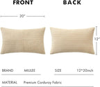 MIULEE Cream Decorative Lumbar Throw Pillow Covers 12x20 Inch for Couch Bed Sofa Pack of 2 Boho Neutral Farmhouse Throw Pillows Soft Cross Corduroy Patchwork Textured Cushion Cases
