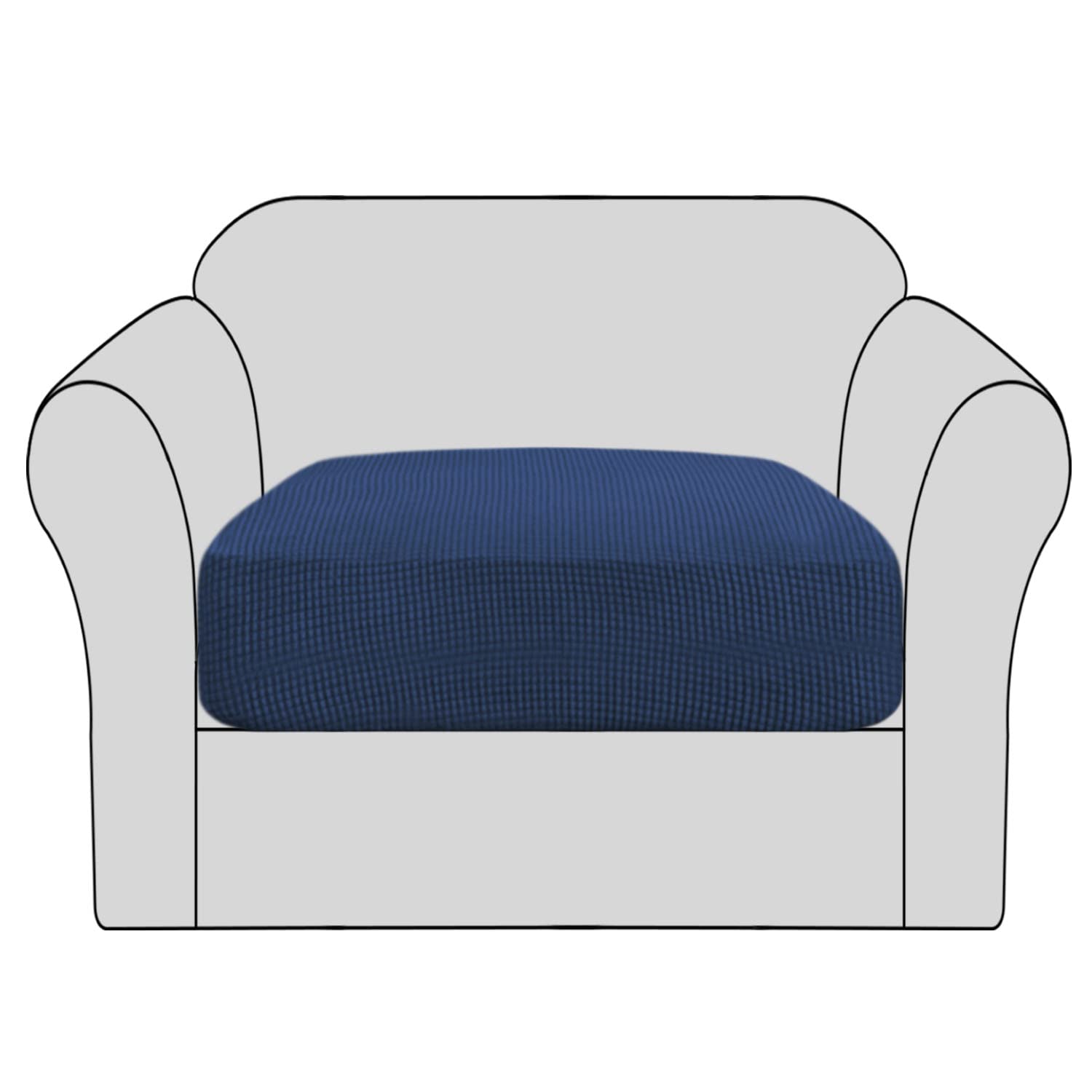 H.VERSAILTEX High Stretch Individual Seat Cushion Covers Sofa Slipcovers Couch Cushion Covers Sofa Covers Featuring Jacquard Textured Twill Fabric (1 Pack for 1 Cushion Chair, Navy, Small)
