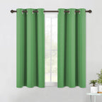 NICETOWN Forest Green Kitchen Blackout Short Curtain Panels for Bedroom, 2 Panels, W42 x L45 -Inch, Thermal Insulated Grommet Top Blackout Draperies and Drapes