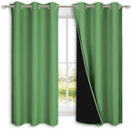 NICETOWN 100% Blackout Lined Curtains, Forest Green, 1 Pair, 42" Width x 63" Length Each Panel, 2 Thick Layers Completely Blackout Window Treatment Panels Thermal Insulated Drapes for Kitchen