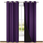 NICETOWN Room Warming Blackout Curtains 80 inches Long, Royal Purple, 2 Pieces, 42" Wide Each Panel, Full Light Blocking Drapes with Black Liner for Nursery, Thermal Insulated Drapes for Hall, Villa
