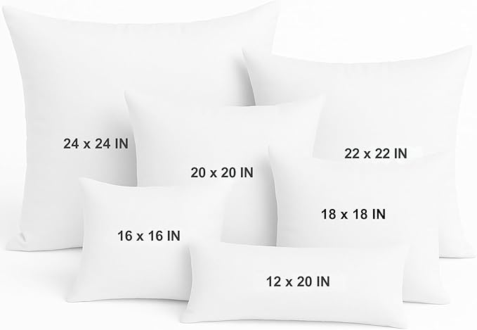 LANE LINEN 24x24 Pillow Inserts - Set of 2 Lightweight Down Alternative Square Pillows, White Throw Pillows for Bed, Decorative Pillows for Couch Bed, Firm Pillows for Living Room