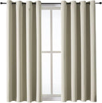 ChrisDowa Grommet Room Darkening Curtains for Bedroom and Living Room - 2 Panels Set Thermal Insulated Blackout Curtains (Beige, 52W x 45L)
