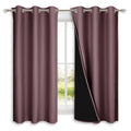 NICETOWN 100% Blackout Short Curtains with Black Liners, 2 Panels, 37" W by 40" L, Dry Rose, Solid Thermal Insulated Full Blackout 2-Layer Lined Drapes, Energy Efficiency Window Draperies for Bedroom