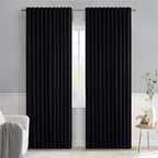 MIULEE Black Back Tab Blackout Curtains 84 Inch Length 2 Panels Set for Living Room Bedroom, Halloween Rod Pocket/Pinch Pleat Thermal Insulated Room Darkening Pleated Light Blocking Drapes, W66 x L84