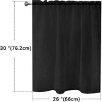 SpaceDresser Basic Rod Pocket Sheer Voile Window Curtain Panels Black 1 Pair 2 Panels 26 Width 30 Inch Long for Kitchen Bedroom Children Living Room Yard（Black，26Wx 30L）