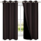 NICETOWN 100% Blackout Curtains 54 inches Long, Brown, 1 Pair, 42 inches Width Each Panel, Double-Deck Completely Blackout Window Treatment Thermal Insulated Lined Drapes for Small Window