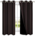 NICETOWN 100% Blackout Short Curtains with Black Liners, 2 Panels, 37" W by 60" L, Toffee Brown, Solid Thermal Insulated Full Blackout 2-Layer Lined Drapes, Energy Efficiency Window Drapes for Bedroom